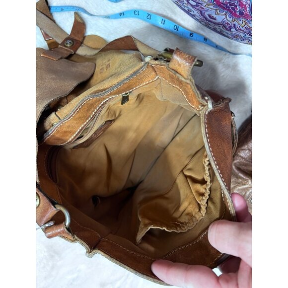 Patricia Nash Armeno messenger Brown Leather Studded shoulder Bag With Dual Pock - Picture 11 of 11